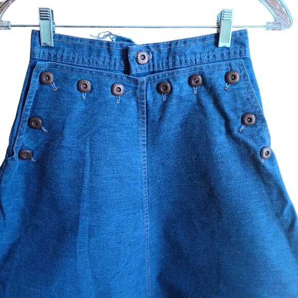 7 23W Vintage 1970's Denim Boho A-Line Copper Buttons High-Waisted True Boho USA - Picture 3 of 7